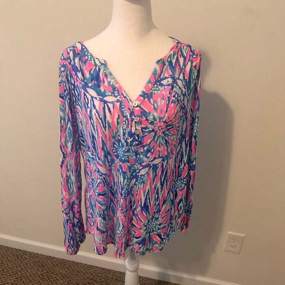 Lilly Pulitzer Tops - Lilly Pulitzer Shake It Up Long Sleeve Blouse Size large